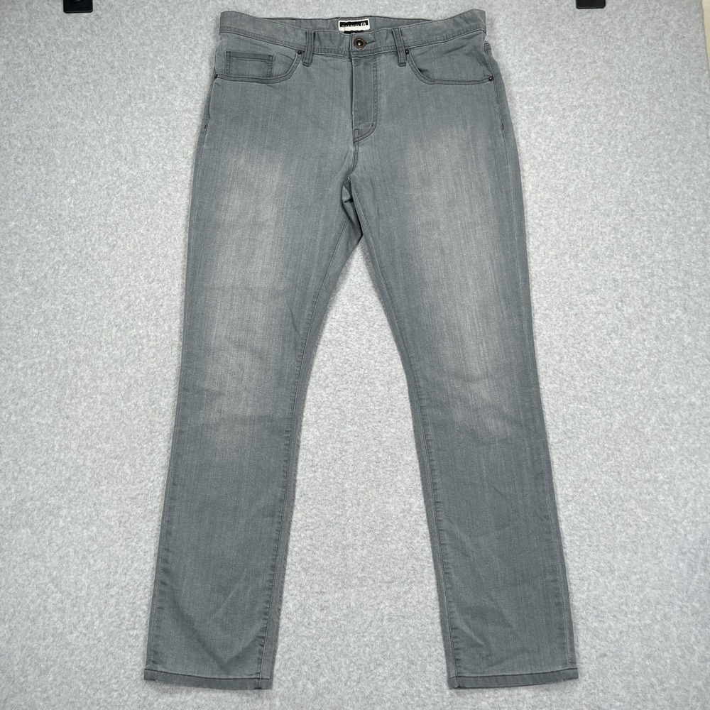 Travis Mathew Legacy Featherweight Jeans Mens 36x32 Gray Slim Fit Stretch Denim
